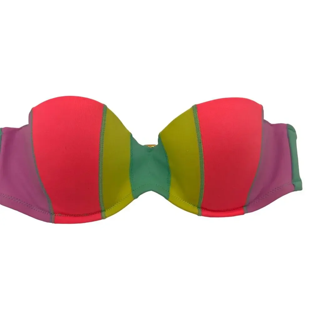 Victoria’s Secret Strapless Push Up Bikini Top Multi Colored Size 32B